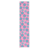 Blauw Violet roze bloemmotief Korte Tafelloper (Voorkant)