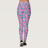 Blauw Violet roze bloemmotief Leggings (Achterkant)