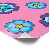 Blauw Violet roze bloemmotief Perfect Poster (Hoek)