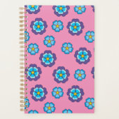 Blauw Violet roze bloemmotief Planner (Voorkant)