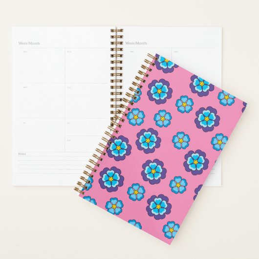 Blauw Violet roze bloemmotief Planner (Display)