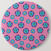 Blauw Violet roze bloemmotief Ronde Button 6,0 Cm (Voorkant)