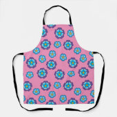 Blauw Violet roze bloemmotief Schort (Voorkant)