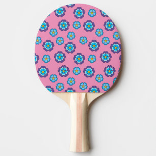 Blauw Violet roze bloemmotief Tafeltennisbatje