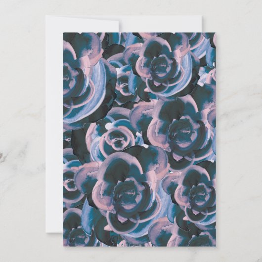 Blauw, Violet, Roze Rozen Bat Mitzvah Uitnodiginge Kaart (Achterkant)