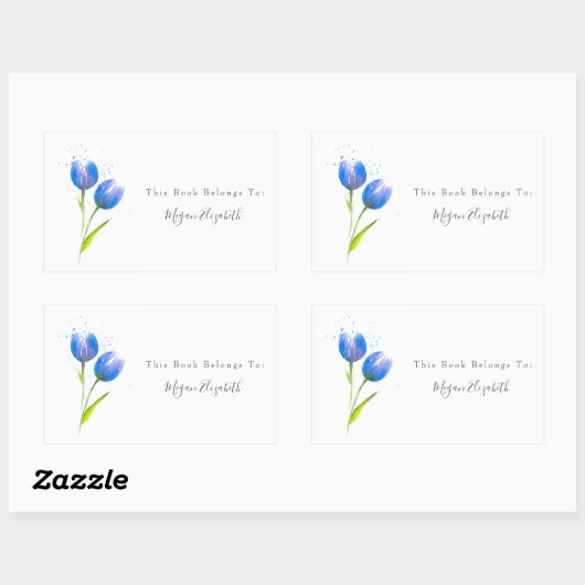Blauw Violet Tulpen Rechthoekige sticker (Vel)