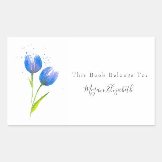Blauw Violet Tulpen Rechthoekige sticker (Voorkant)