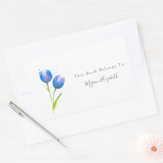 Blauw Violet Tulpen Rechthoekige sticker (Envelop)