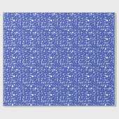 Blauw-violet willekeurige grootte witte polka stip cadeaupapier (Vlak)