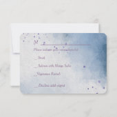 Blauw Violette Bloem Moderne Menu Trouw RSVP (Achterkant)