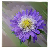 blauw violette bloem tegeltje (Voorkant)