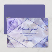 Blauw Violette Bloemen Bedankkaart (Voorkant / Achterkant)