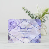 Blauw Violette Bloemen Bedankkaart (Staand voorkant)