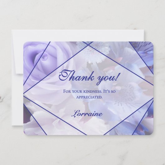 Blauw Violette Bloemen Bedankkaart (Voorkant)