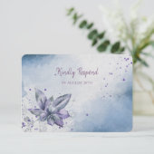 Blauw Violette Bloemige Moderne Menu Huwelijks RSV (Staand voorkant)