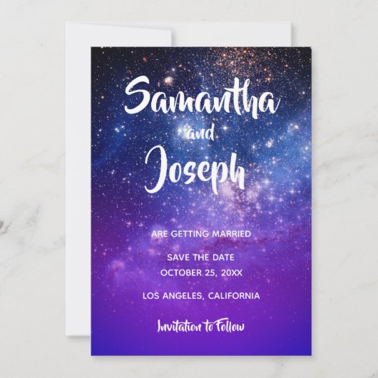 Blauw Violette Ombre Kosmische Foto Save The Date (Voorkant)