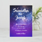 Blauw Violette Ombre Kosmische Foto Save The Date (Staand voorkant)