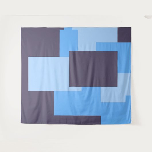Blauw + Violette Rechthoek Patroon Tapestry Wandkleed (Voorkant (horizontaal))