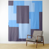Blauw + Violette Rechthoek Patroon Tapestry Wandkleed (In situ)