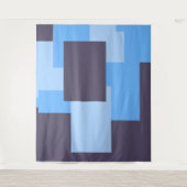 Blauw + Violette Rechthoek Patroon Tapestry Wandkleed (Voorkant)