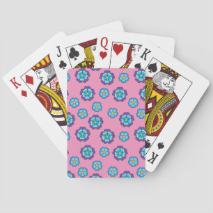 Blauw Violette Roze Bloempatroon Pokerkaarten