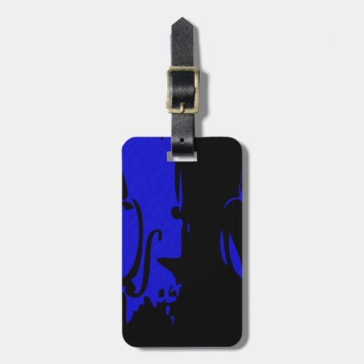 Blauw Violin Bagagelabel (Voorkant verticaal)