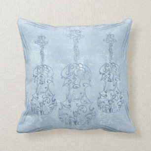 Blauw vioollijntekening kussen