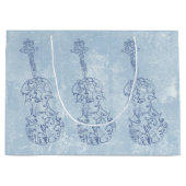Blauw vioollijntekening large cadeautasje (Voorkant)