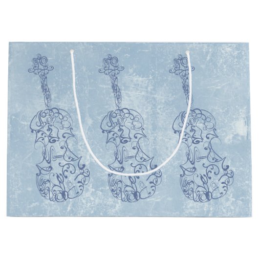 Blauw vioollijntekening large cadeautasje (Voorkant)