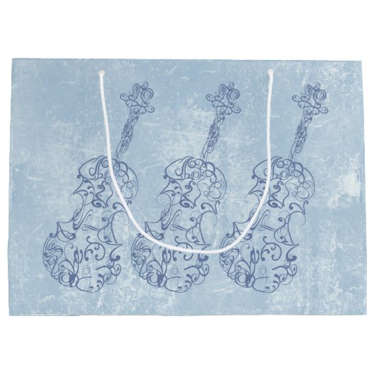 Blauw vioollijntekening large cadeautasje (Achterkant)