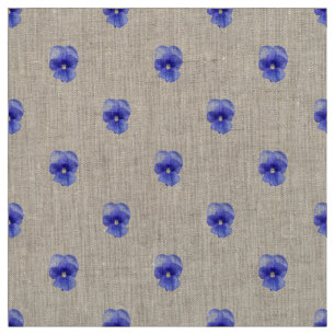 Blauw Viooltje op Natuurlijk Linnen Stof