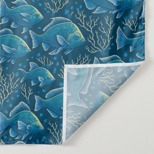 Blauw Vis Herhalend Patroon Wandkleed