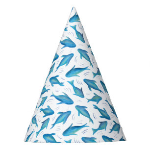 Blauw vishaaienpatroon feesthoedjes
