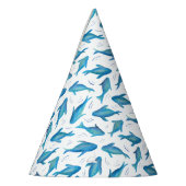 Blauw vishaaienpatroon feesthoedjes (Links)