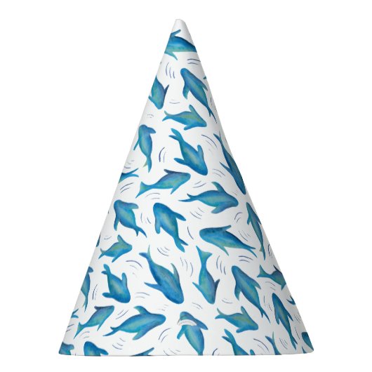 Blauw vishaaienpatroon feesthoedjes (Rechts)