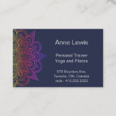 Blauw Visitekaartje met Bright Floral Mandala (Voorkant)