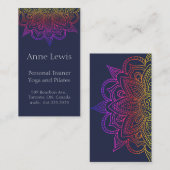 Blauw Visitekaartje met Bright Mandala (Voorkant / Achterkant)