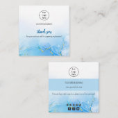 Blauw visitekaartje met dunne helling bedankt (Voorkant / Achterkant)