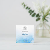 Blauw visitekaartje met dunne helling bedankt (Staand voorkant)