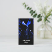 Blauw visitekaartje met leder (Staand voorkant)
