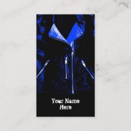 Blauw visitekaartje met leder