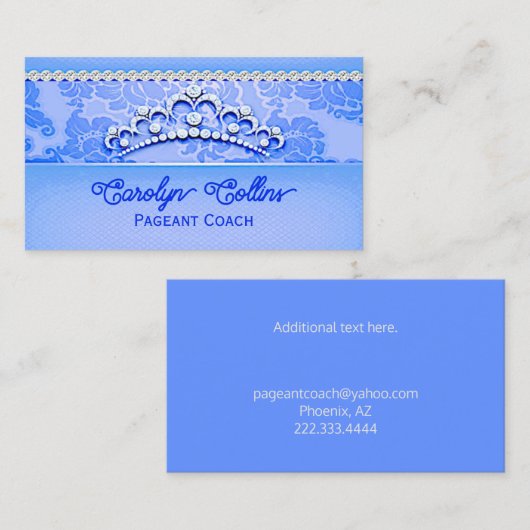 Blauw Visitekaartje van pageant-tapeband (Voorkant / Achterkant)