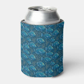 Blauw vispatroon blikjeskoeler (Blikje Voorkant)