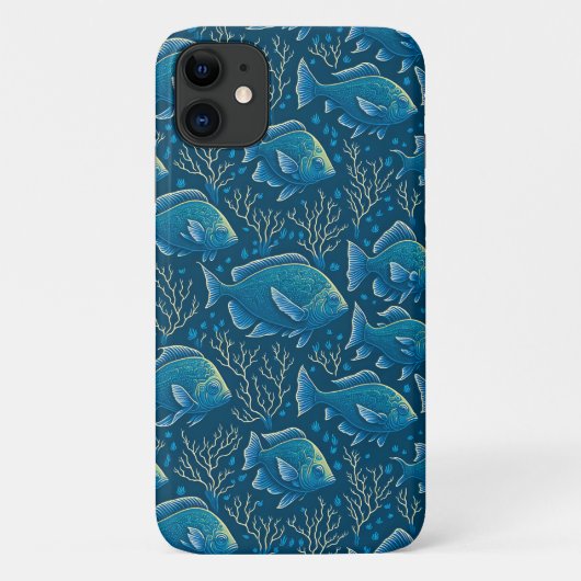 Blauw vispatroon Case-Mate iPhone case (Achterkant)