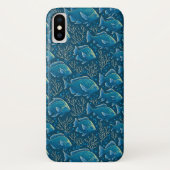 Blauw vispatroon Case-Mate iPhone case (Achterkant)