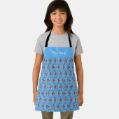 Blauw vispatroon kinder naam schort (Insitu)