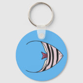 Blauw vispatroon monogram sleutelhanger (Achterkant)