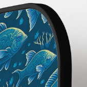 Blauw vispatroon pickleball paddle (Links Detail)