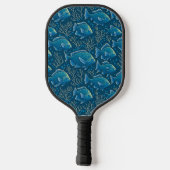 Blauw vispatroon pickleball paddle (Achterkant)