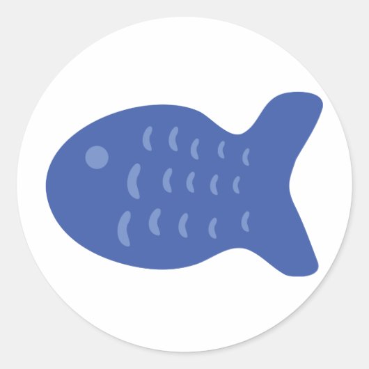 blauw vispictogram ronde sticker (Voorkant)